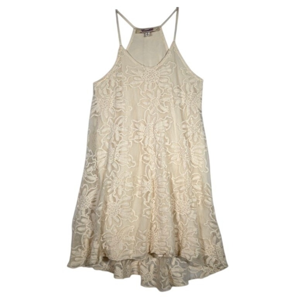 Emmelee Cream Lace Swing Dress Small Boho Festival Trapeze Racerback